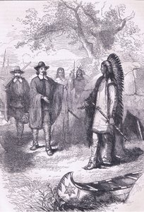 Visita di Winslow a Massaqit, 1634, illustrazione da Cassells History of the United States da American School